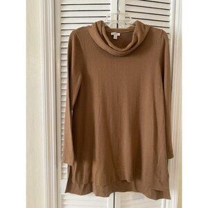 J.Jill Women's Brown Cowl Neck Pullover Sweater Dress Cotton Sz S Cozy Fall